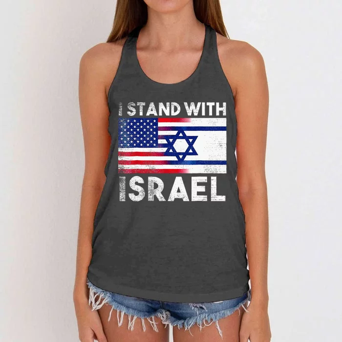 I Stand With Israel Pray For Israel US And Israel Flag Women's Knotted Racerback Tank