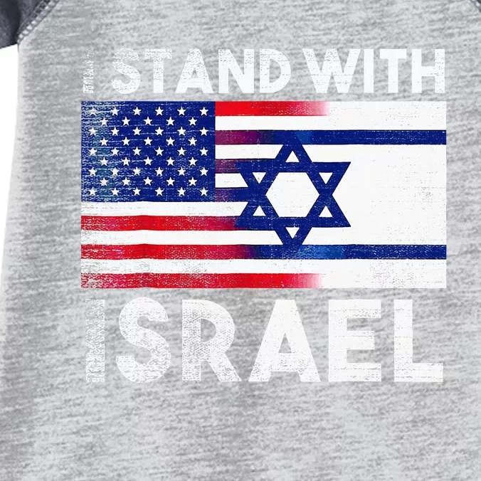 I Stand With Israel Pray For Israel US And Israel Flag Infant Baby Jersey Bodysuit