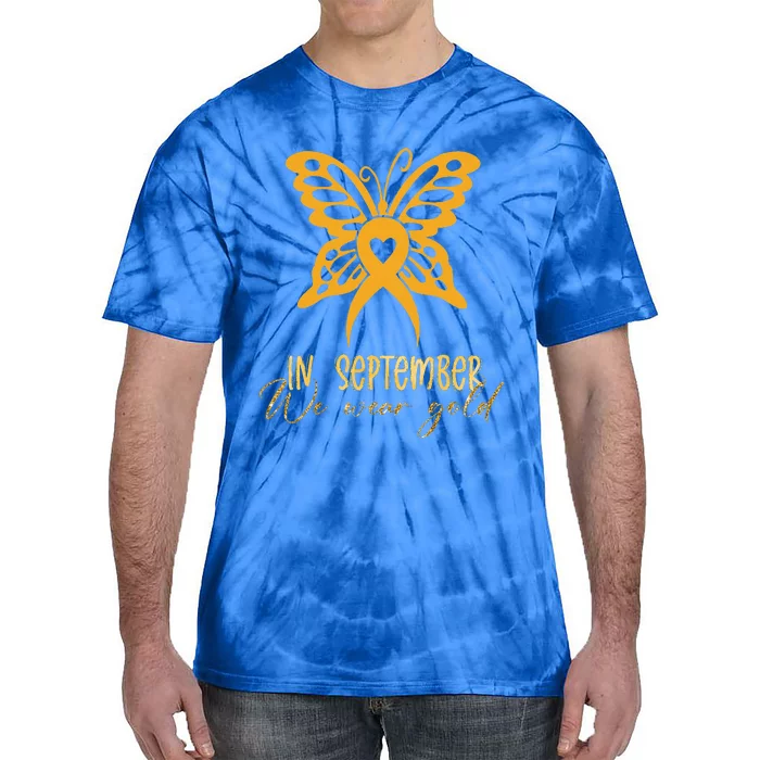 In September We Wear Gold Childhood Cancer awareness Tie-Dye T-Shirt