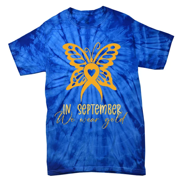 In September We Wear Gold Childhood Cancer awareness Tie-Dye T-Shirt