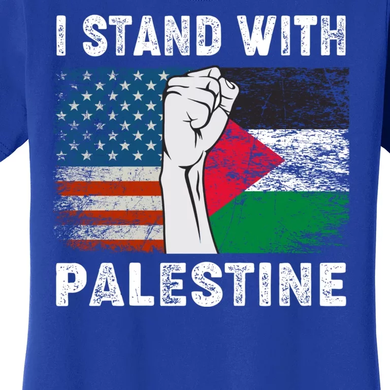 I Stand With Palestine For Their Freedom Us Palestine Flag Women's T-Shirt