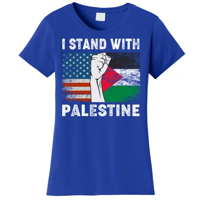 I Stand With Palestine For Their Freedom Us Palestine Flag Women's T-Shirt