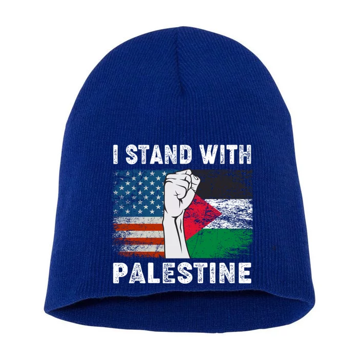 I Stand With Palestine For Their Freedom Us Palestine Flag Short Acrylic Beanie