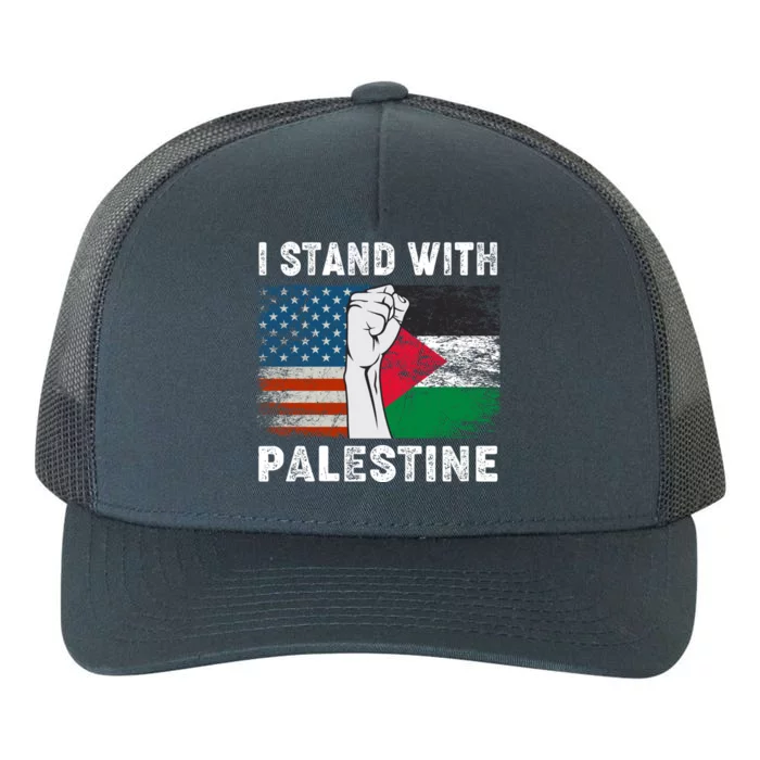 I Stand With Palestine For Their Freedom Us Palestine Flag Yupoong Adult 5-Panel Trucker Hat