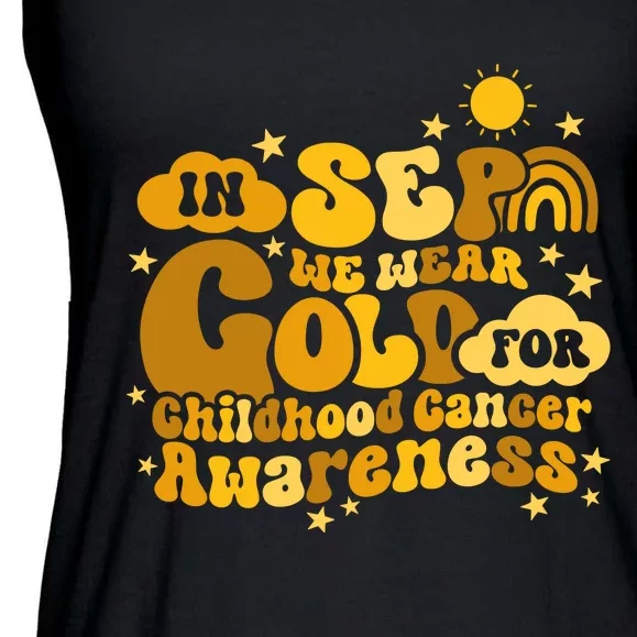 In September We Wear Gold  Childhood Cancer Awareness Ladies Essential Flowy Tank