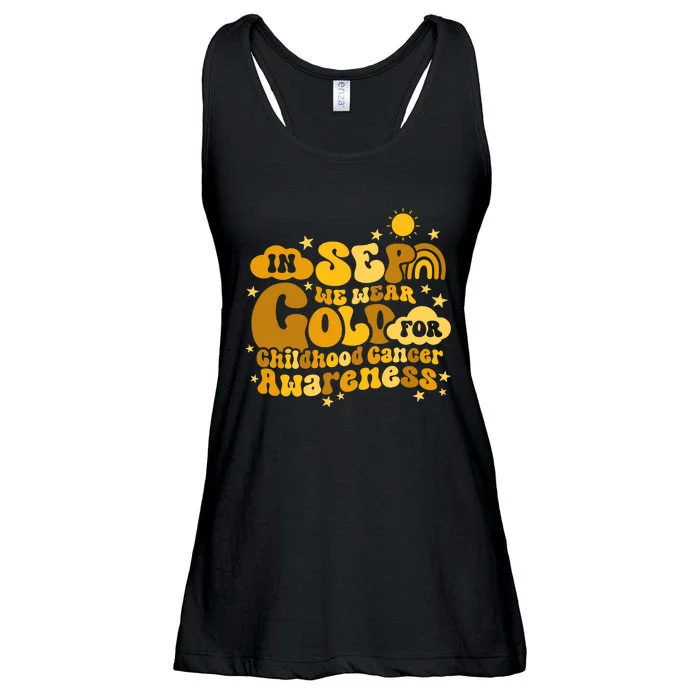 In September We Wear Gold  Childhood Cancer Awareness Ladies Essential Flowy Tank