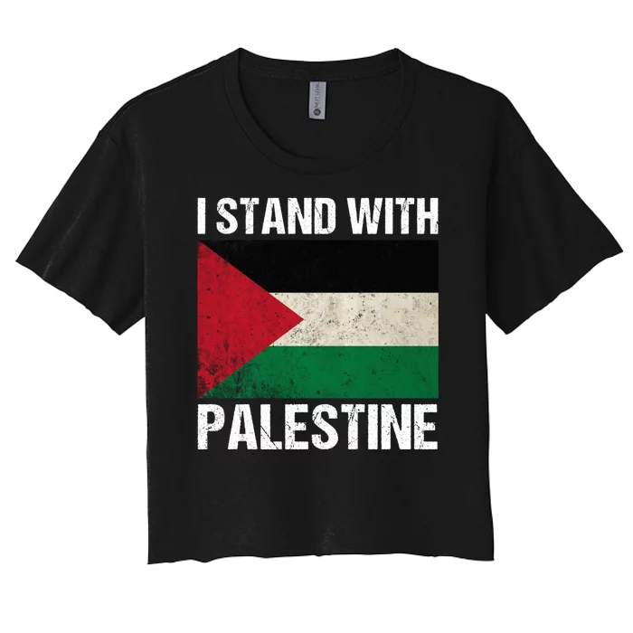 I Stand With Palestine For Their Freedom Us Palestine Flag Women's Crop Top Tee