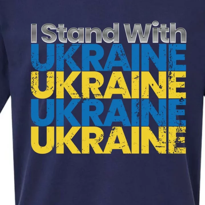 I Stand With Ukraine Ukrainian Flag Ukrainians Gift Sueded Cloud Jersey T-Shirt