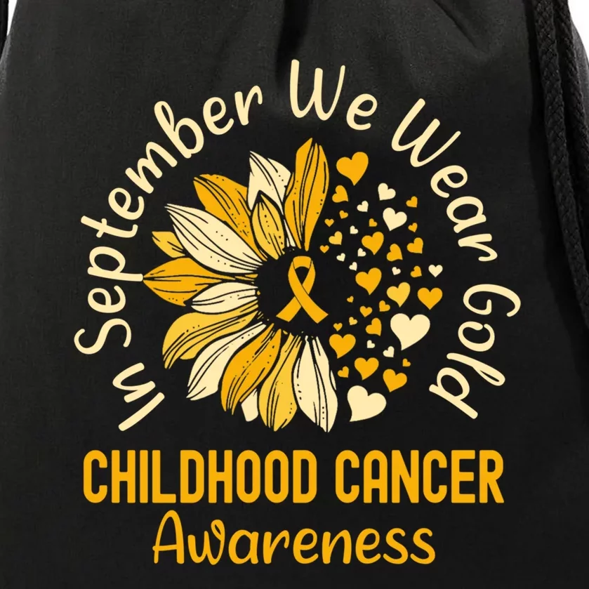 In September We Wear Gold Childhood Cancer Awareness Drawstring Bag