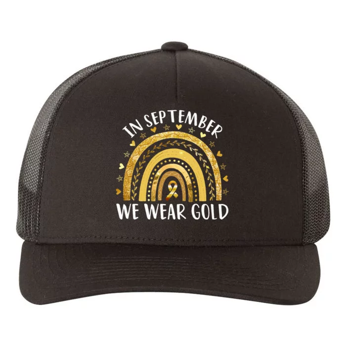 In September We Wear Gold Childhood Cancer Awareness Rainbow Yupoong Adult 5-Panel Trucker Hat