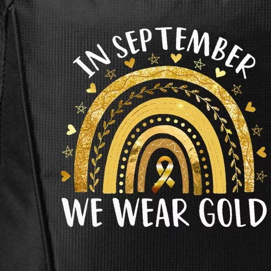 In September We Wear Gold Childhood Cancer Awareness Rainbow City Backpack