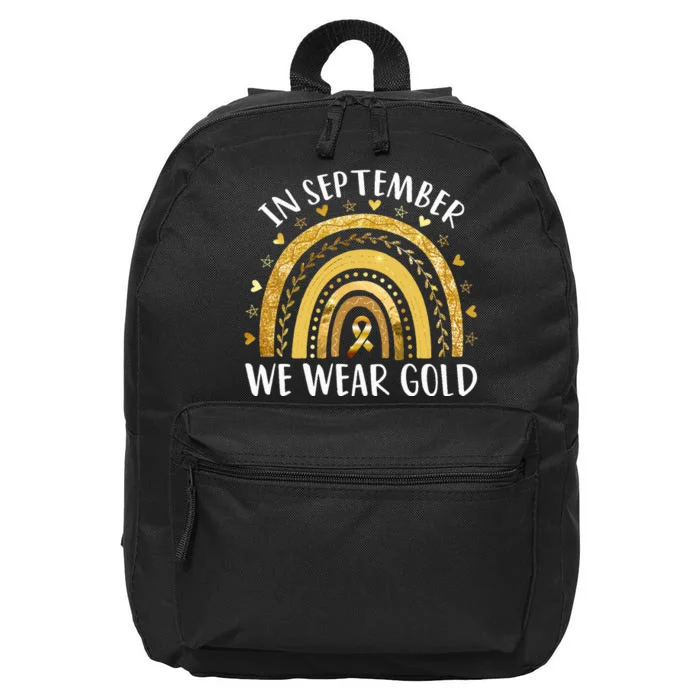 In September We Wear Gold Childhood Cancer Awareness Rainbow 16 in Basic Backpack