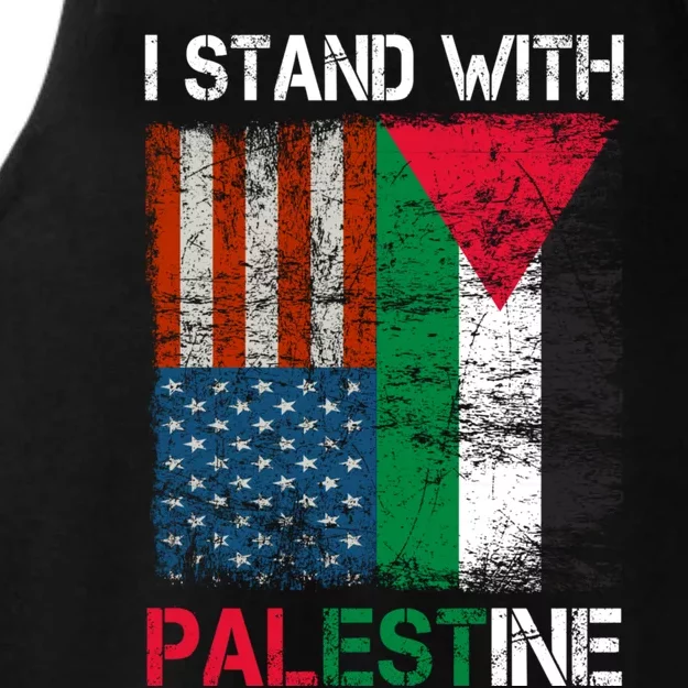 I Stand With Palestine Us Flag Palestinians Fla Ladies Tri-Blend Wicking Tank