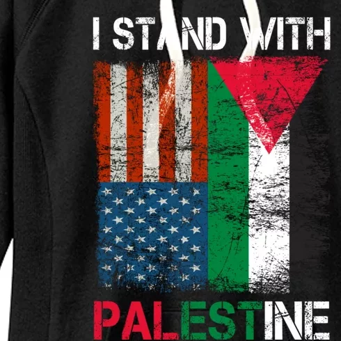 I Stand With Palestine Us Flag Palestinians Fla Women's Fleece Hoodie