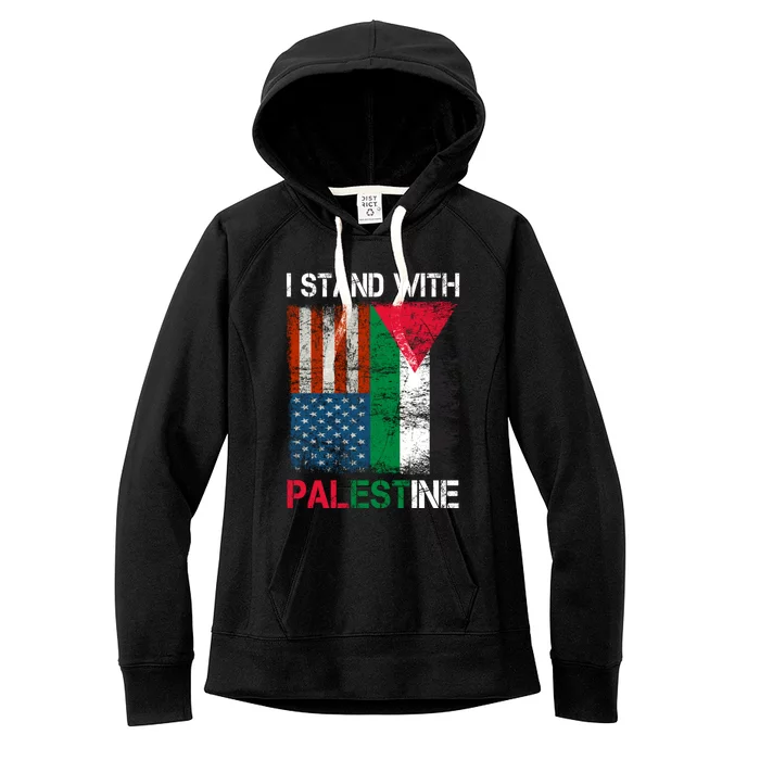 I Stand With Palestine Us Flag Palestinians Fla Women's Fleece Hoodie