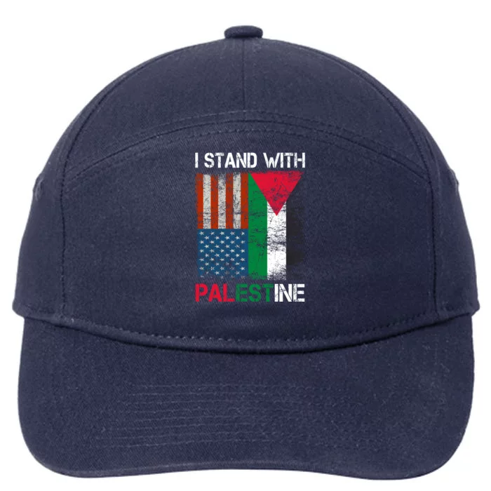 I Stand With Palestine Us Flag Palestinians Fla 7-Panel Snapback Hat