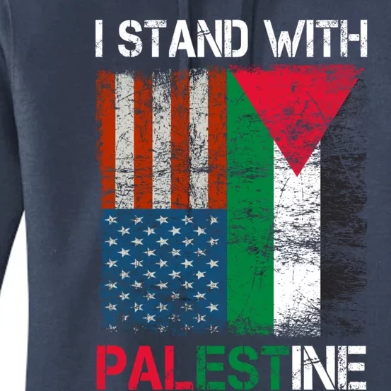 I Stand With Palestine Us Flag Palestinians Fla Women's Pullover Hoodie