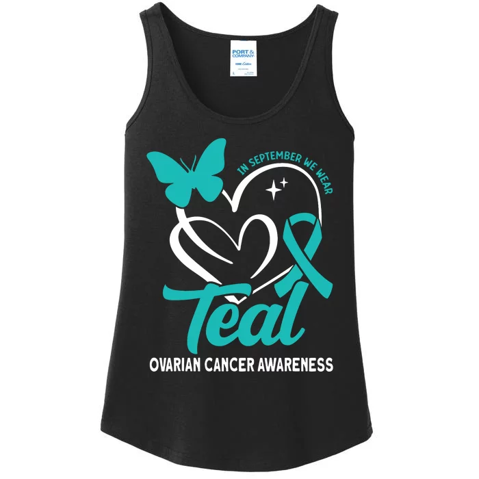 In September We Wear Teal Ovarian Cancer Awareness Ladies Essential Tank