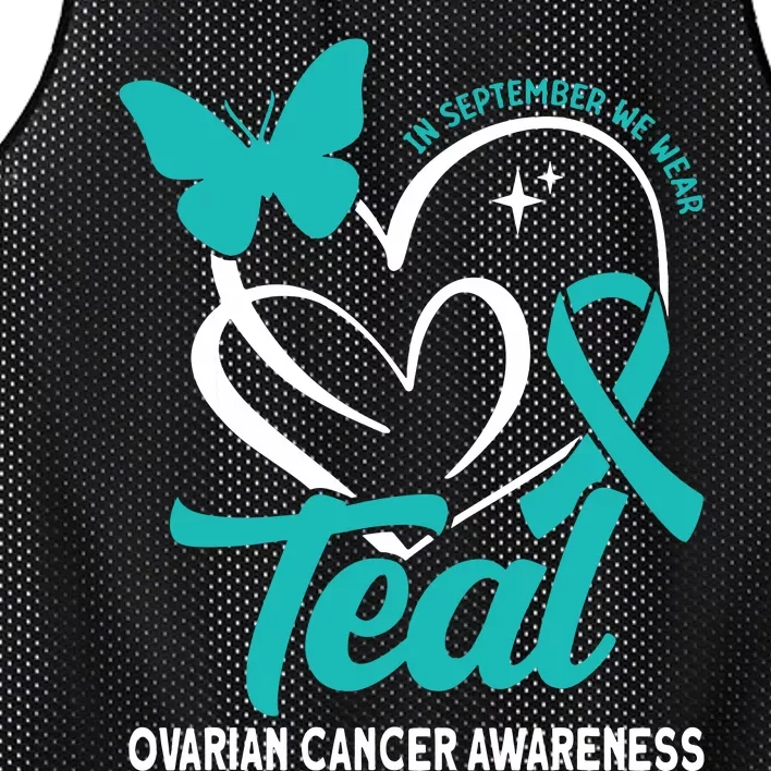 In September We Wear Teal Ovarian Cancer Awareness Mesh Reversible Basketball Jersey Tank