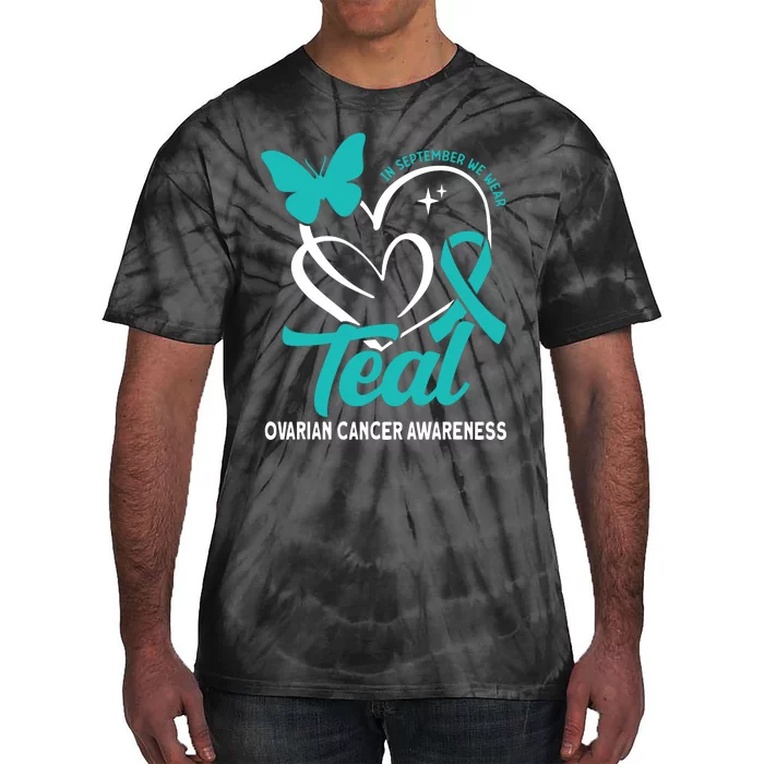 In September We Wear Teal Ovarian Cancer Awareness Tie-Dye T-Shirt