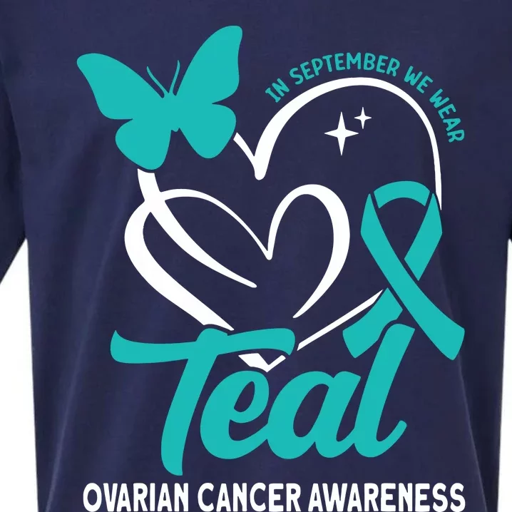 In September We Wear Teal Ovarian Cancer Awareness Sueded Cloud Jersey T-Shirt