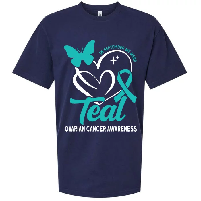 In September We Wear Teal Ovarian Cancer Awareness Sueded Cloud Jersey T-Shirt