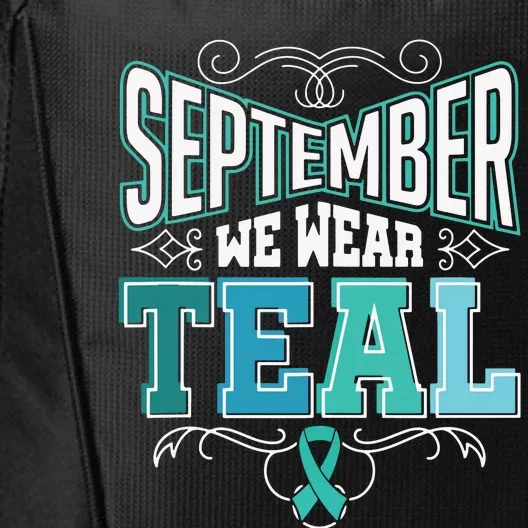 In September We Wear Teal Rainbow Ovarian Cancer Awareness Tank Top City Backpack