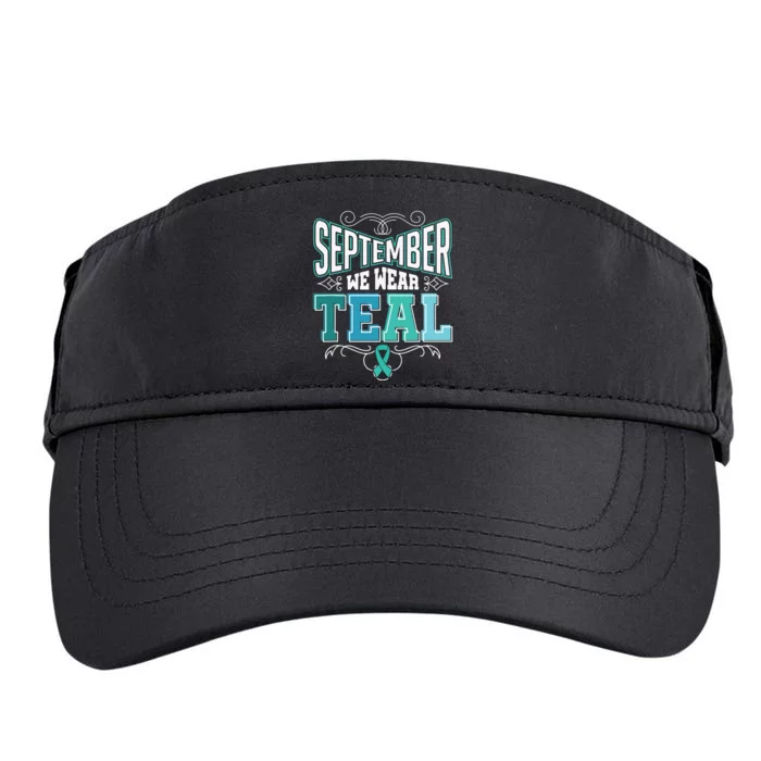 In September We Wear Teal Rainbow Ovarian Cancer Awareness Tank Top Adult Drive Performance Visor