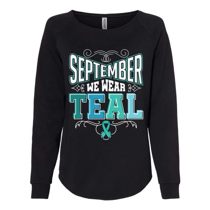 In September We Wear Teal Rainbow Ovarian Cancer Awareness Tank Top Womens California Wash Sweatshirt