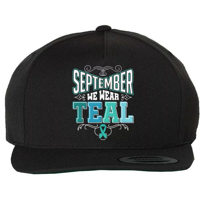 In September We Wear Teal Rainbow Ovarian Cancer Awareness Tank Top Wool Snapback Cap