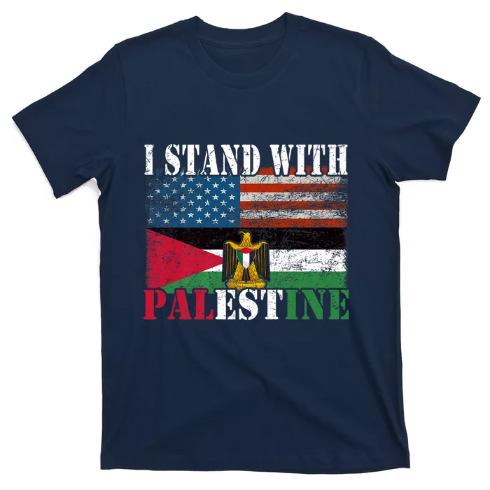 I Stand With Palestine Us Flag Palestinians Flag T-Shirt