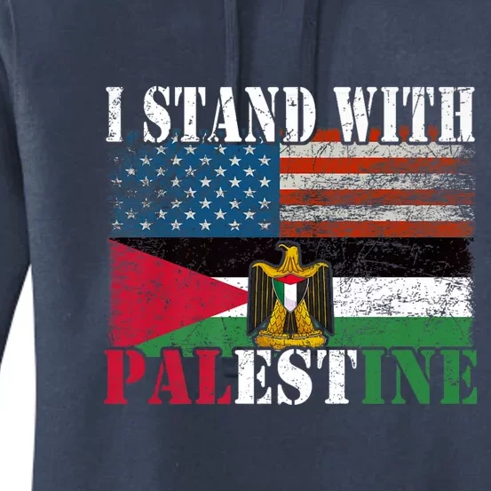 I Stand With Palestine Us Flag Palestinians Flag Women's Pullover Hoodie