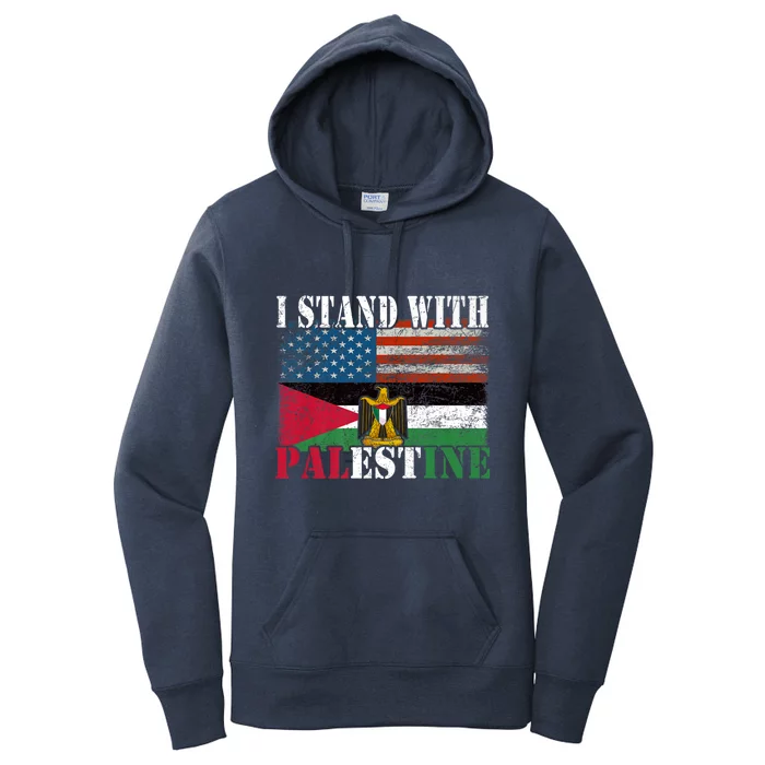 I Stand With Palestine Us Flag Palestinians Flag Women's Pullover Hoodie