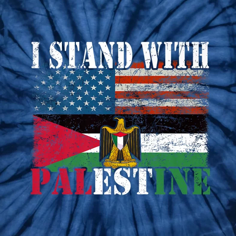 I Stand With Palestine Us Flag Palestinians Flag Tie-Dye T-Shirt