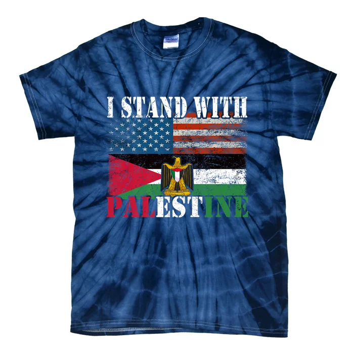 I Stand With Palestine Us Flag Palestinians Flag Tie-Dye T-Shirt