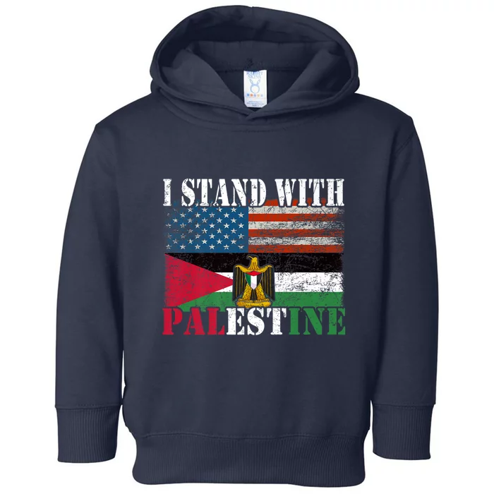 I Stand With Palestine Us Flag Palestinians Flag Toddler Hoodie