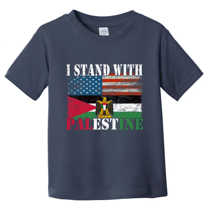 I Stand With Palestine Us Flag Palestinians Flag Toddler T-Shirt