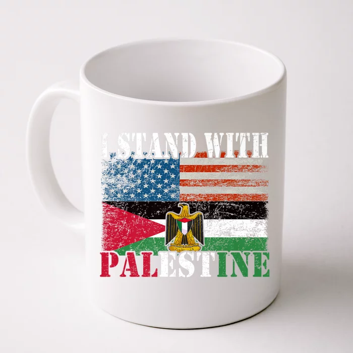 I Stand With Palestine Us Flag Palestinians Flag Front & Back Coffee Mug