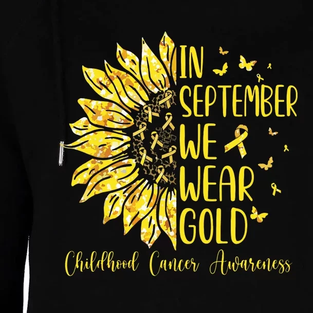 In September We Wear Gold Childhood Cancer Awareness Womens Funnel Neck Pullover Hood