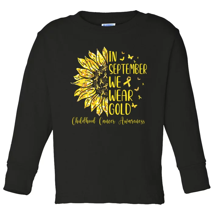 In September We Wear Gold Childhood Cancer Awareness Toddler Long Sleeve Shirt