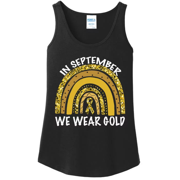 In September We Wear Gold Childhood Cancer Awareness Ladies Essential Tank