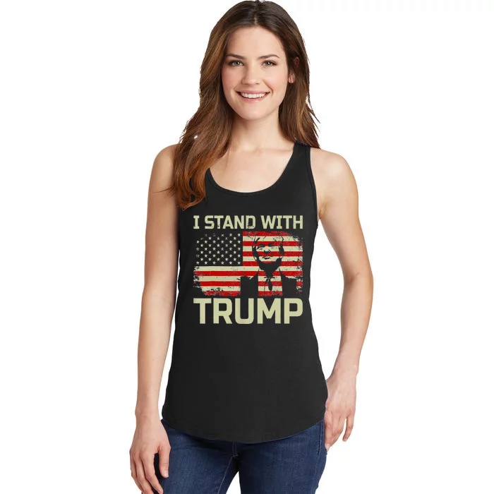 I Stand With Trump American Flag Woman USA Vintage Ladies Essential Tank