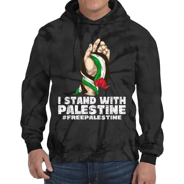 I Stand With Palestine For Their Freedom Free Palestine Tie Dye Hoodie