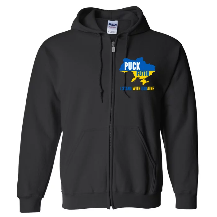 I Stand With Ukraine Puck Futin Full Zip Hoodie