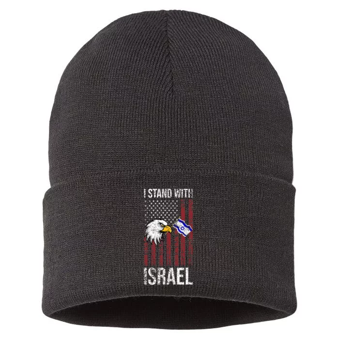 I Stand With Israel Eagle Flag Design Sustainable Knit Beanie