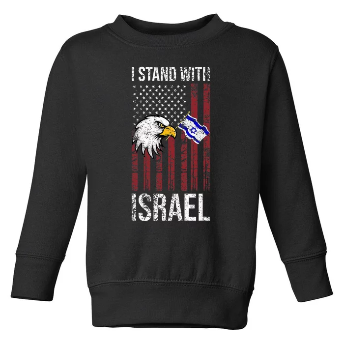 I Stand With Israel Eagle Flag Design Toddler Sweatshirt