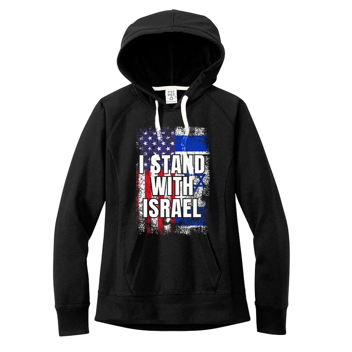 I Stand With Israel USA Israeli Flag Women's Fleece Hoodie