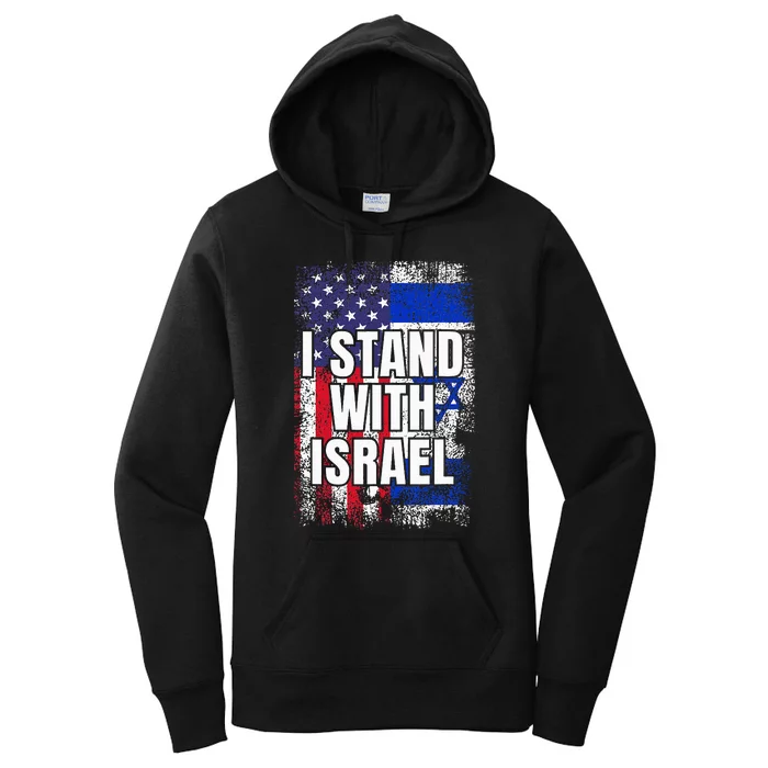 I Stand With Israel USA Israeli Flag Women's Pullover Hoodie