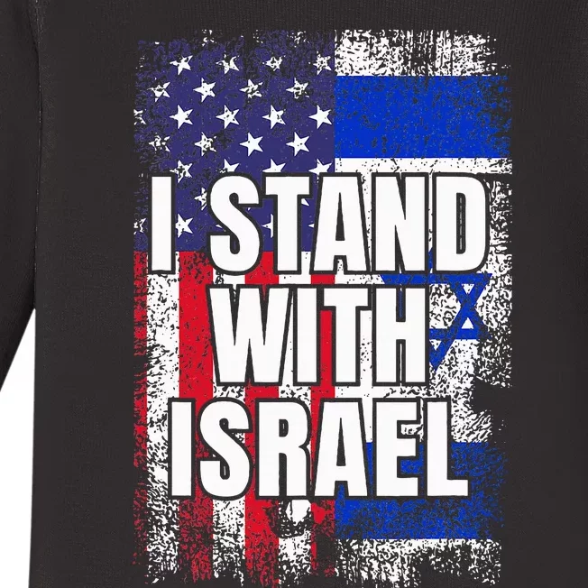 I Stand With Israel USA Israeli Flag Baby Long Sleeve Bodysuit