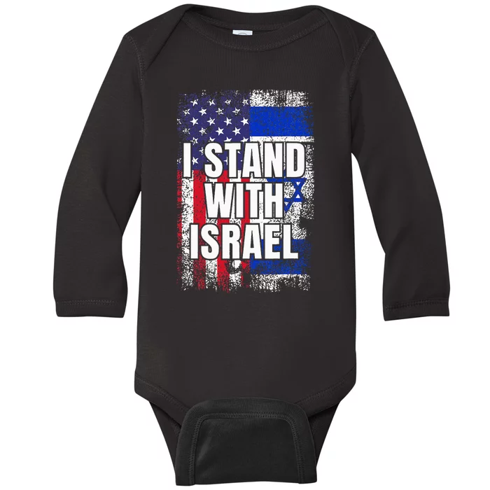 I Stand With Israel USA Israeli Flag Baby Long Sleeve Bodysuit